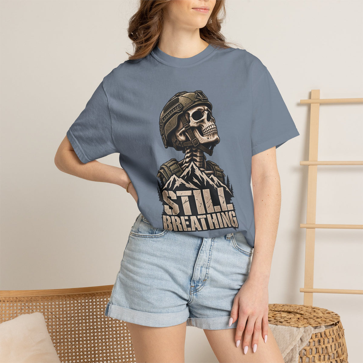 Still Breathing Military Skull T-Shirt