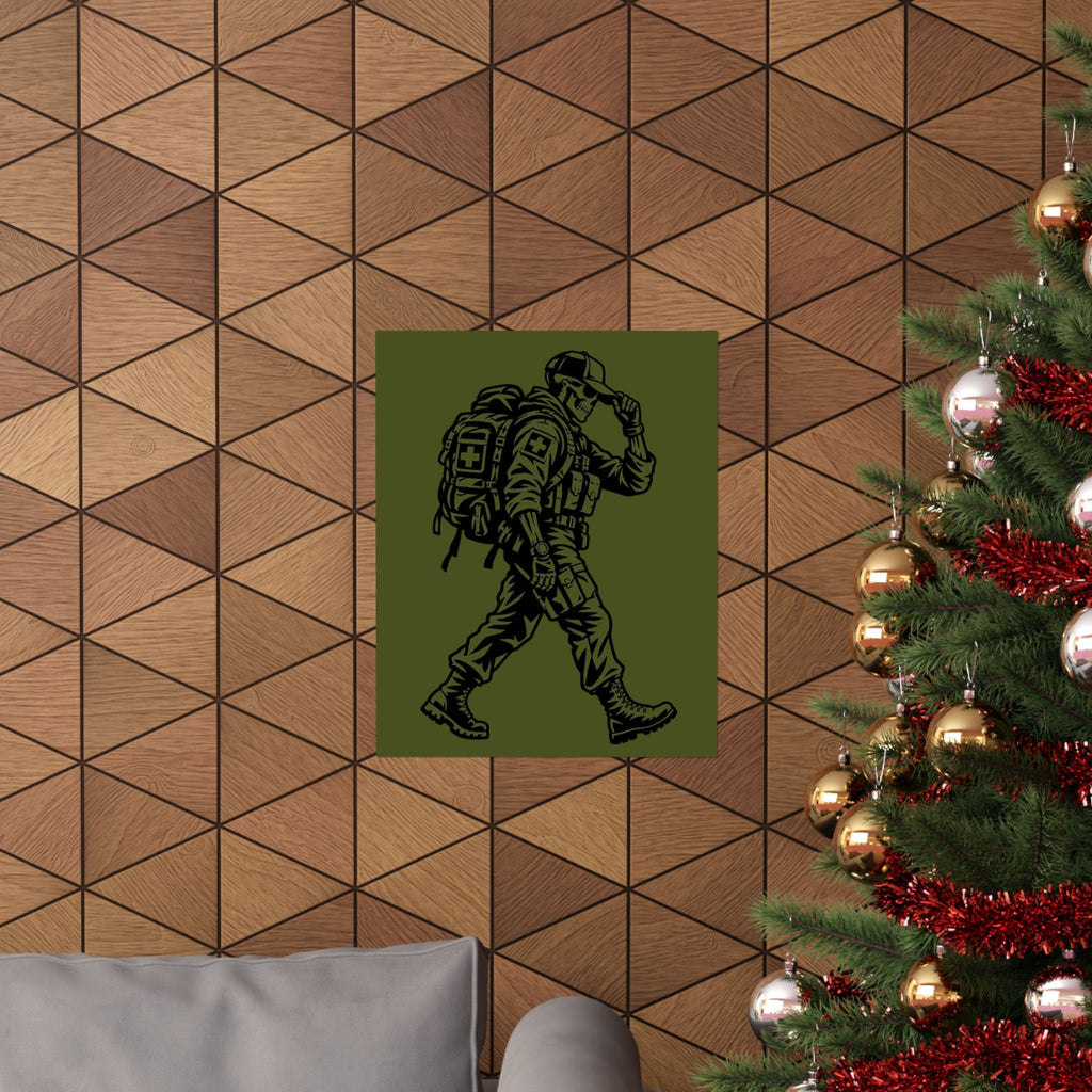 Walking Medic Poster — Tactical Soldier Wall Art (Matte Vertical)