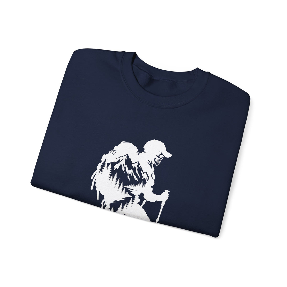 Hiker Mountains - White Silhouette Hiker Graphic