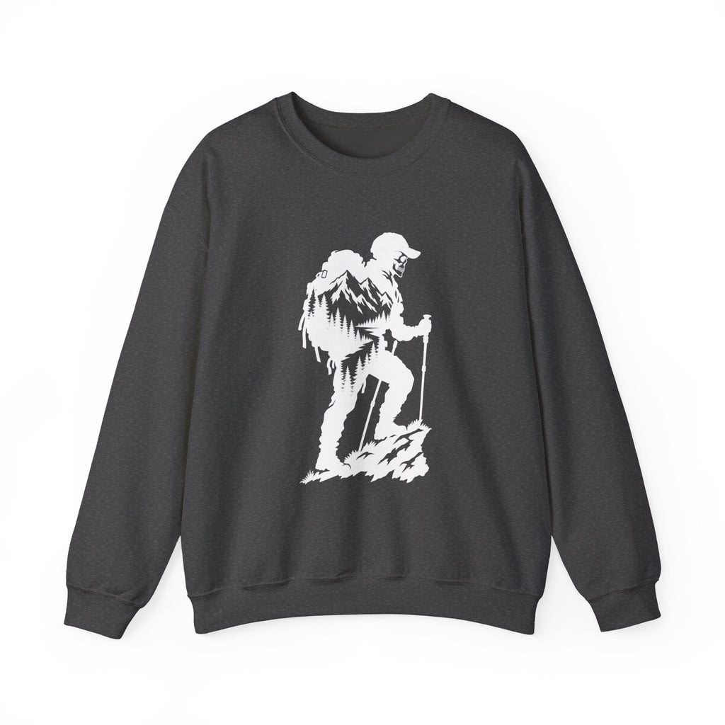 Hiker Mountains - White Silhouette Hiker Graphic