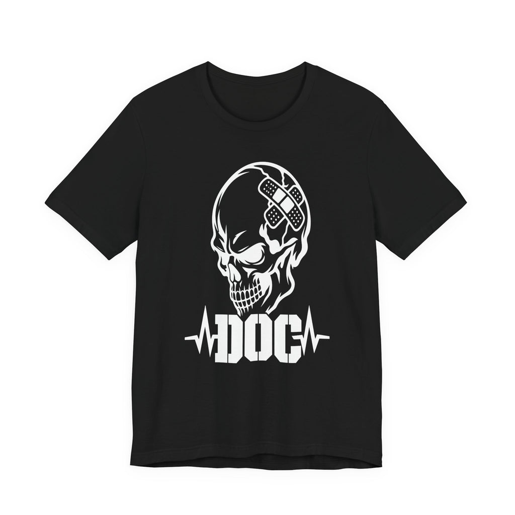 DOC Skull with Bandaids T-Shirt — Bella+Canvas Lightweight Tee