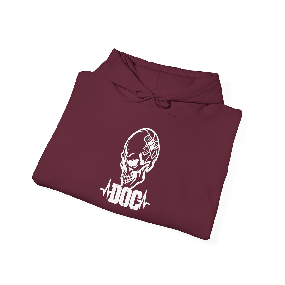 Fitness Skull Hoodie – DOQ Barbell Logo Pullover for Gym & Streetwear