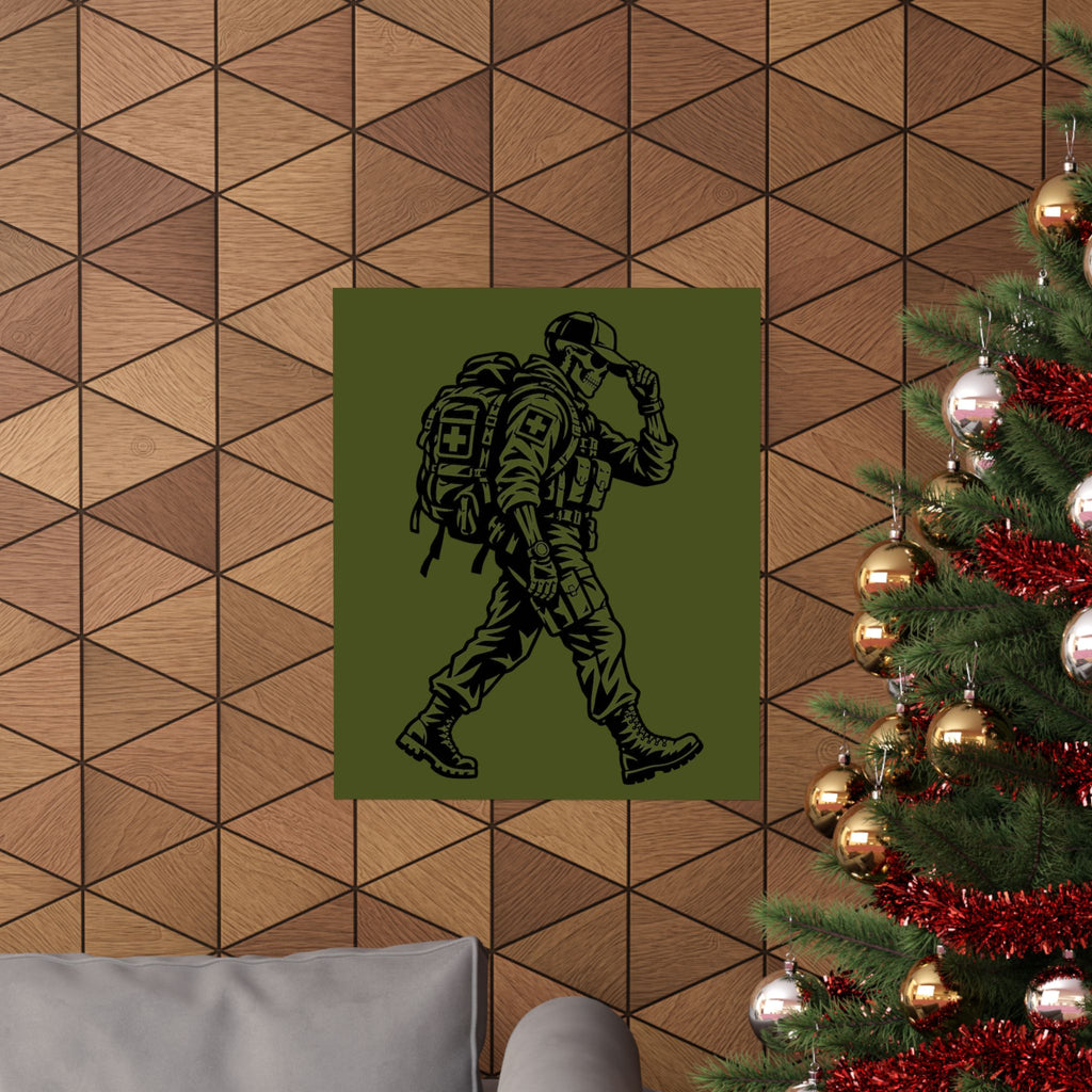 Walking Medic Poster — Tactical Soldier Wall Art (Matte Vertical)
