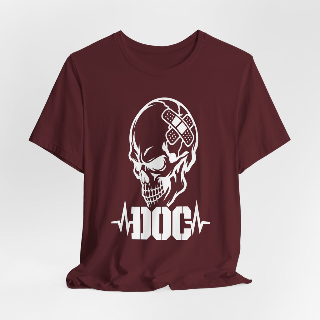 DOC Skull with Bandaids T-Shirt — Bella+Canvas Lightweight Tee