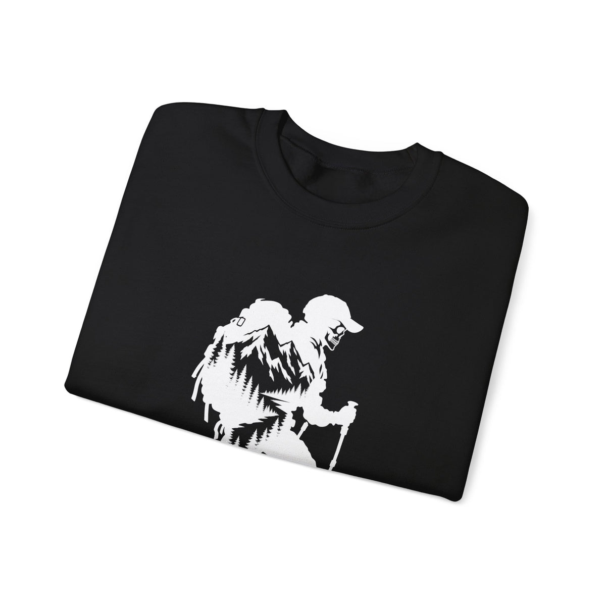 Hiker Mountains - White Silhouette Hiker Graphic