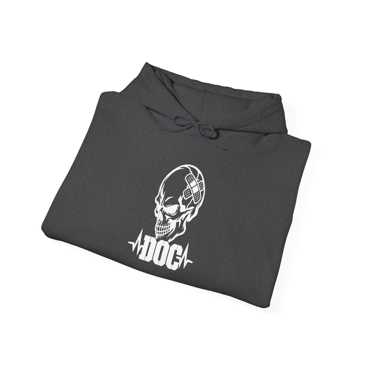 Fitness Skull Hoodie – DOQ Barbell Logo Pullover for Gym & Streetwear