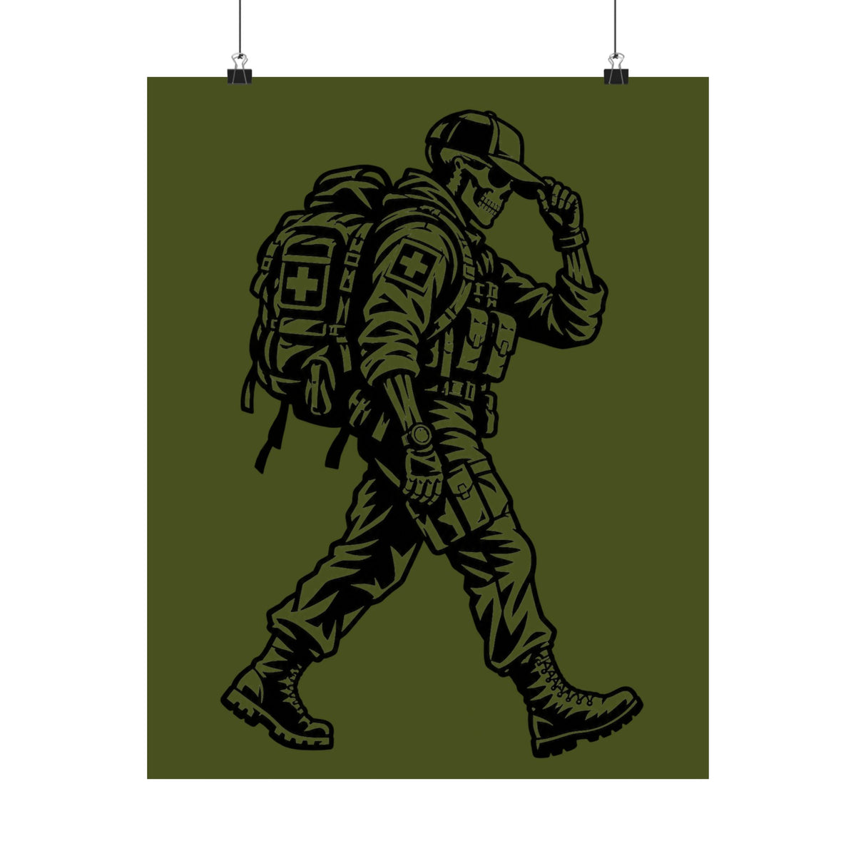 Walking Medic Poster — Tactical Soldier Wall Art (Matte Vertical)