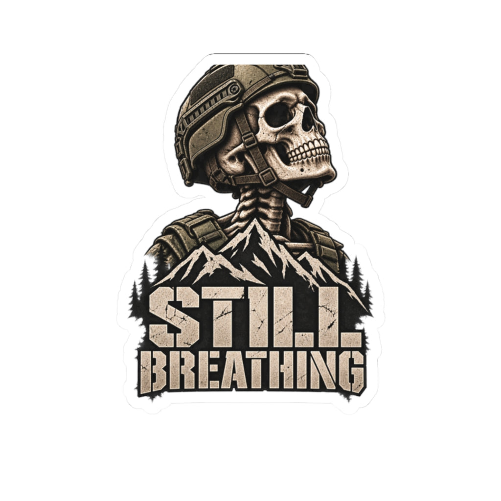 Still Breathing Military Skull Sticker — Tactical Laptop Decal