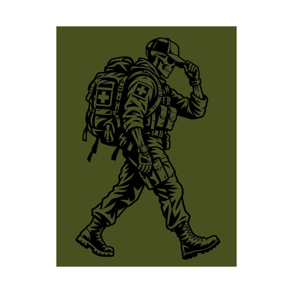 Walking Medic Poster — Tactical Soldier Wall Art (Matte Vertical)