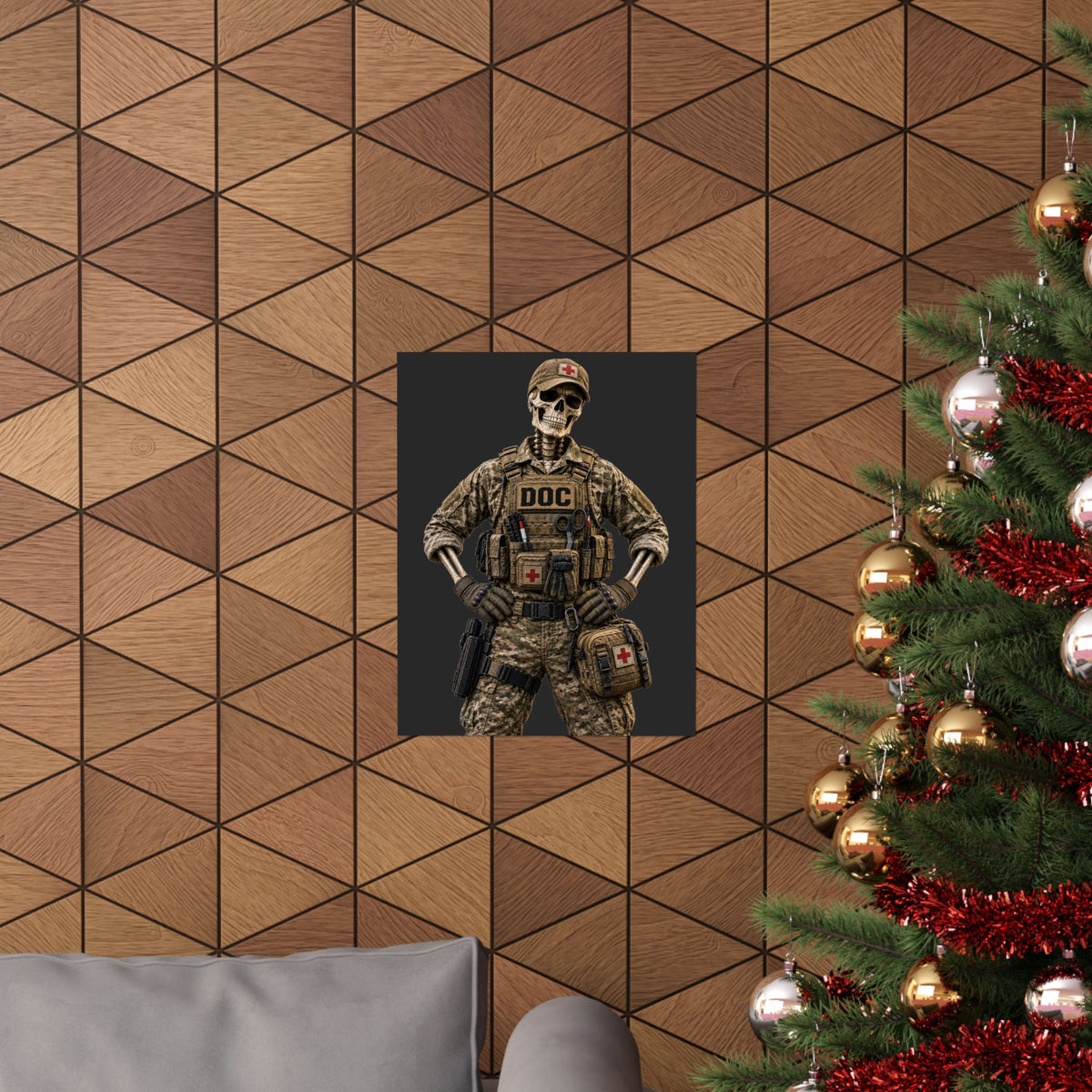 Combat Medic Skeleton Poster — 'DOC' Military Tactical Matte Vertical Print