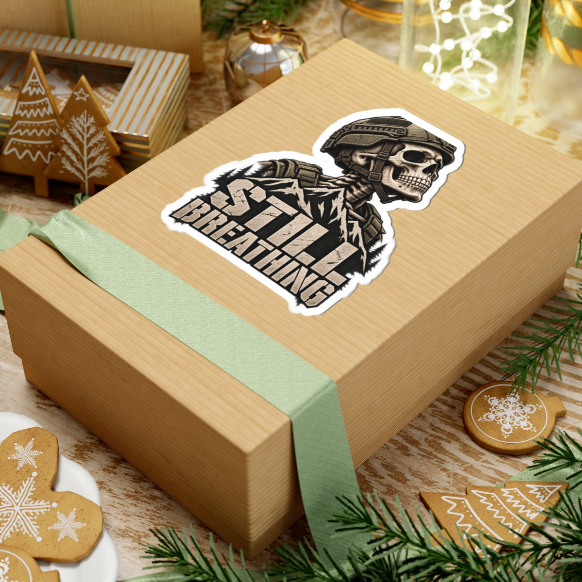 Still Breathing Military Skull Sticker — Tactical Laptop Decal
