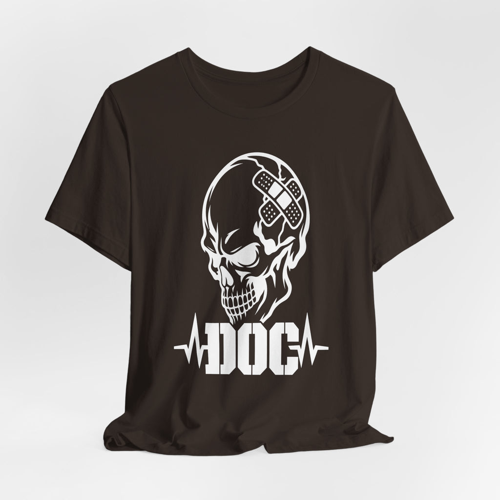 DOC Skull with Bandaids T-Shirt — Bella+Canvas Lightweight Tee