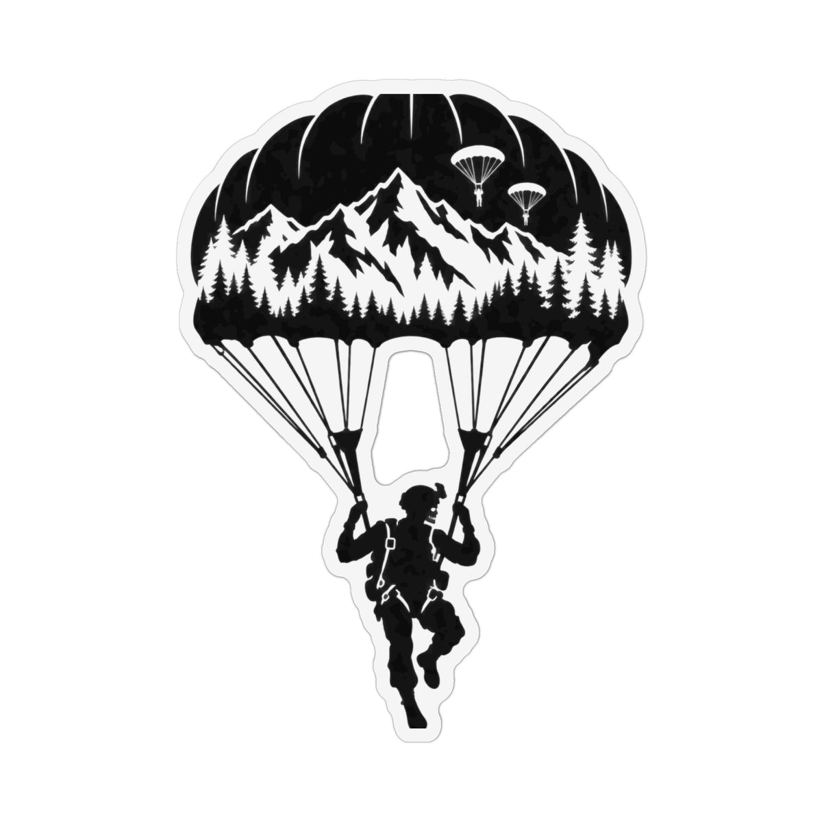 Parachute Mountain Soldier Silhouette — Sticker
