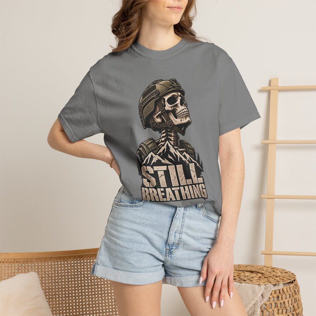 Still Breathing Military Skull T-Shirt