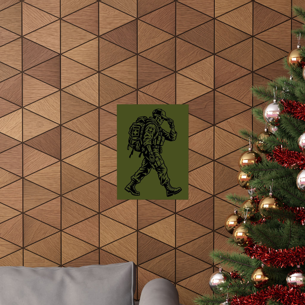 Walking Medic Poster — Tactical Soldier Wall Art (Matte Vertical)
