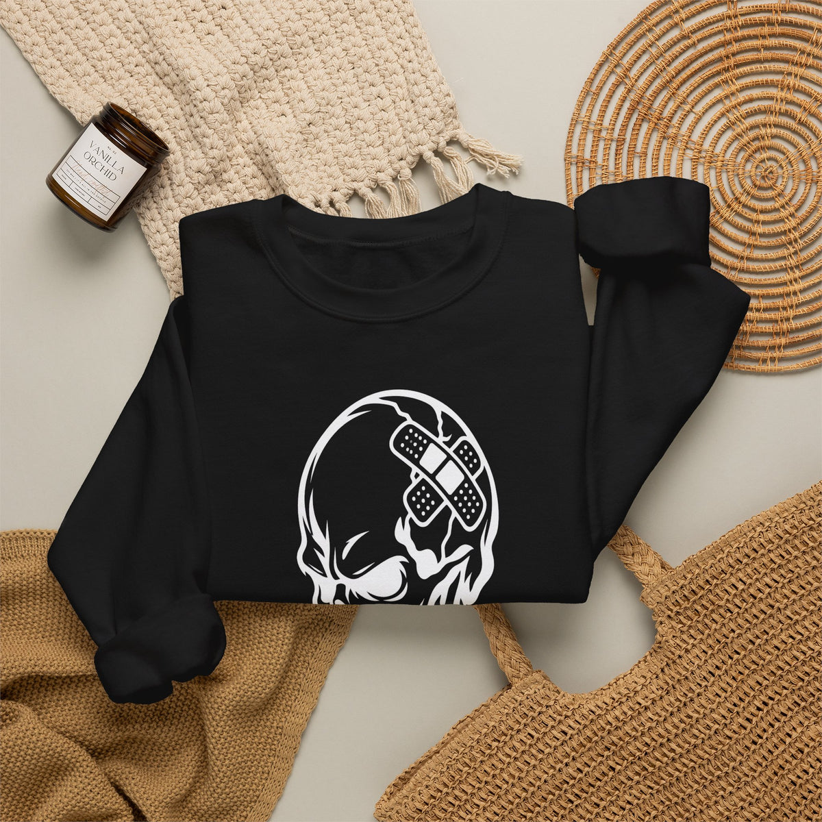 DOC Skull with Bandaids Sweater