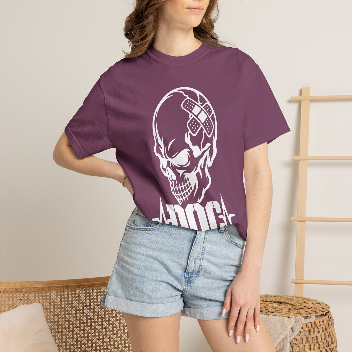 DOC Skull with Bandaids T-Shirt — Comfort Colors
