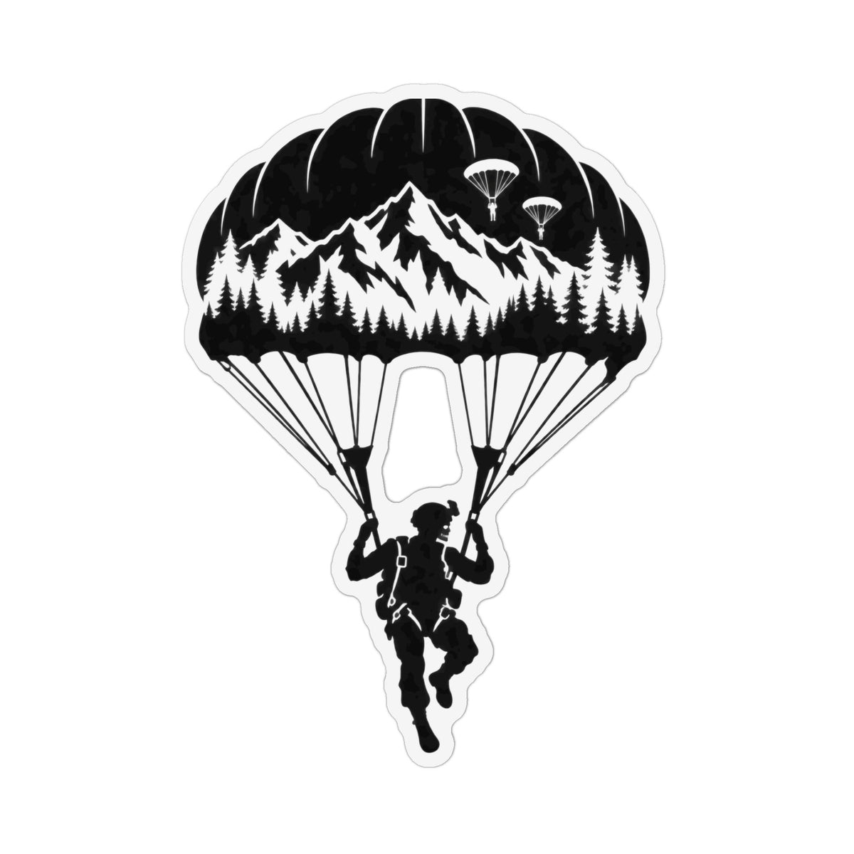 Parachute Mountain Soldier Silhouette — Sticker