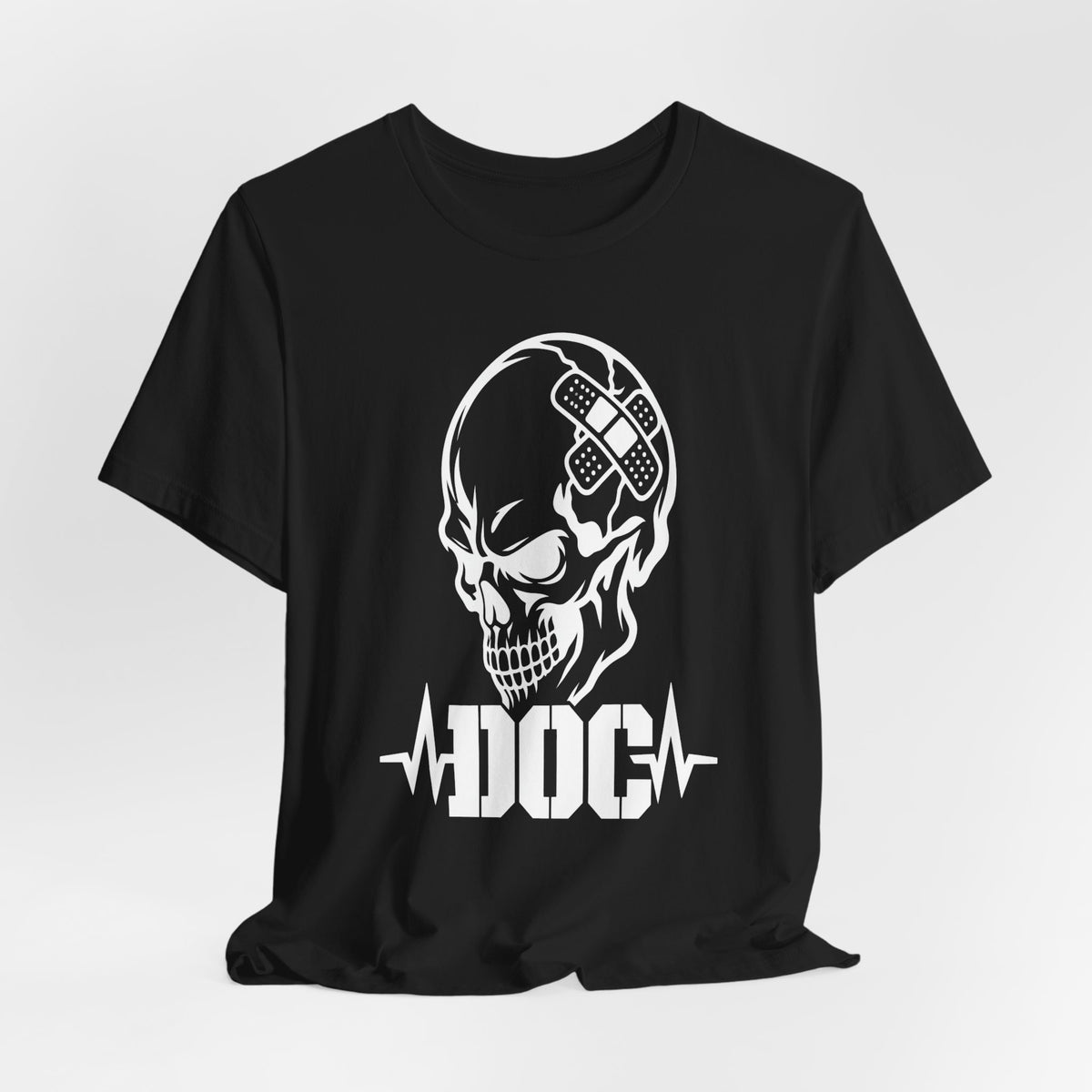 DOC Skull with Bandaids T-Shirt — Bella+Canvas Lightweight Tee
