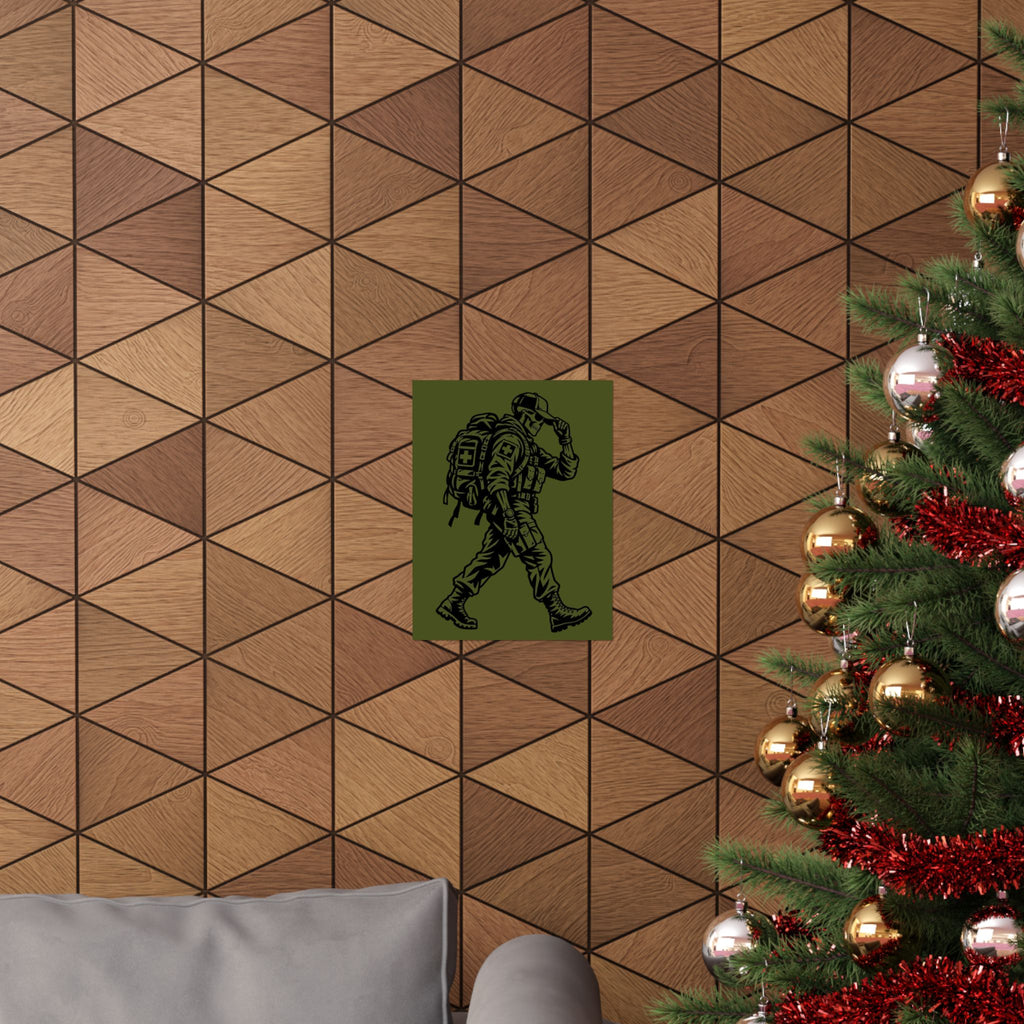 Walking Medic Poster — Tactical Soldier Wall Art (Matte Vertical)