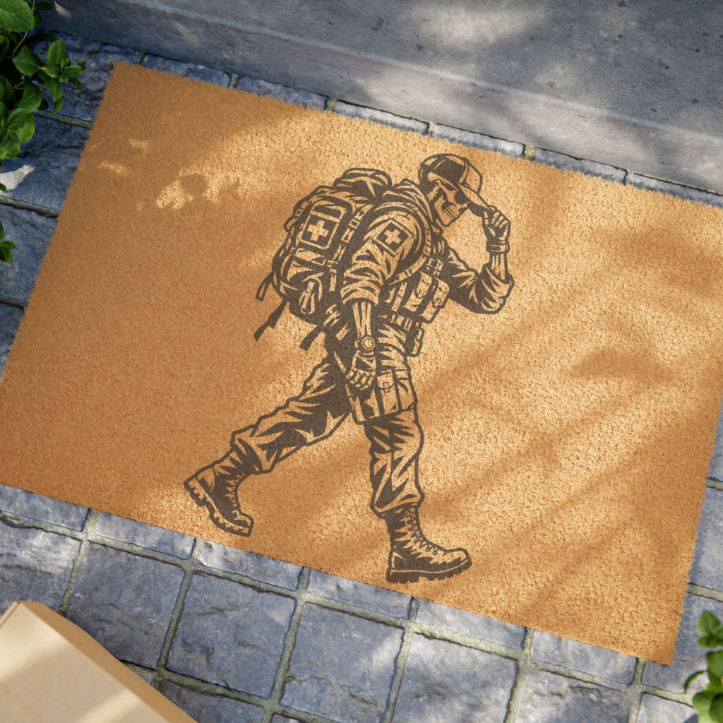 Walking Medic Silhouette Doormat — Tactical Welcome Mat for Veterans & Outdoorsmen