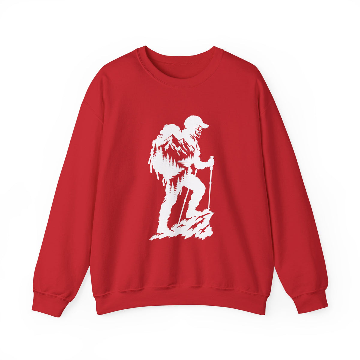 Hiker Mountains - White Silhouette Hiker Graphic