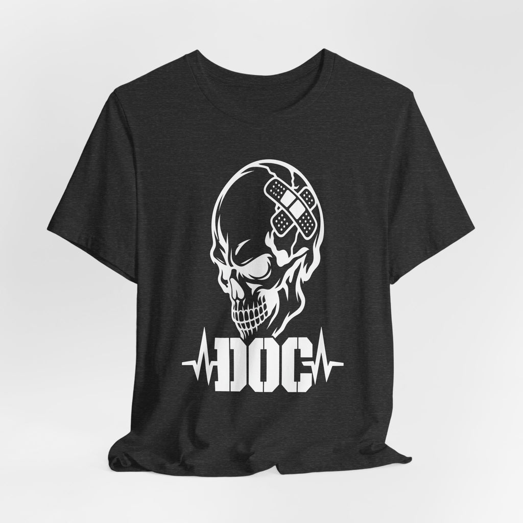 DOC Skull with Bandaids T-Shirt — Bella+Canvas Lightweight Tee