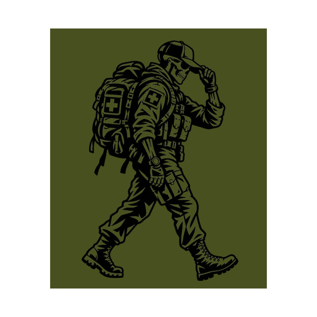Walking Medic Poster — Tactical Soldier Wall Art (Matte Vertical)