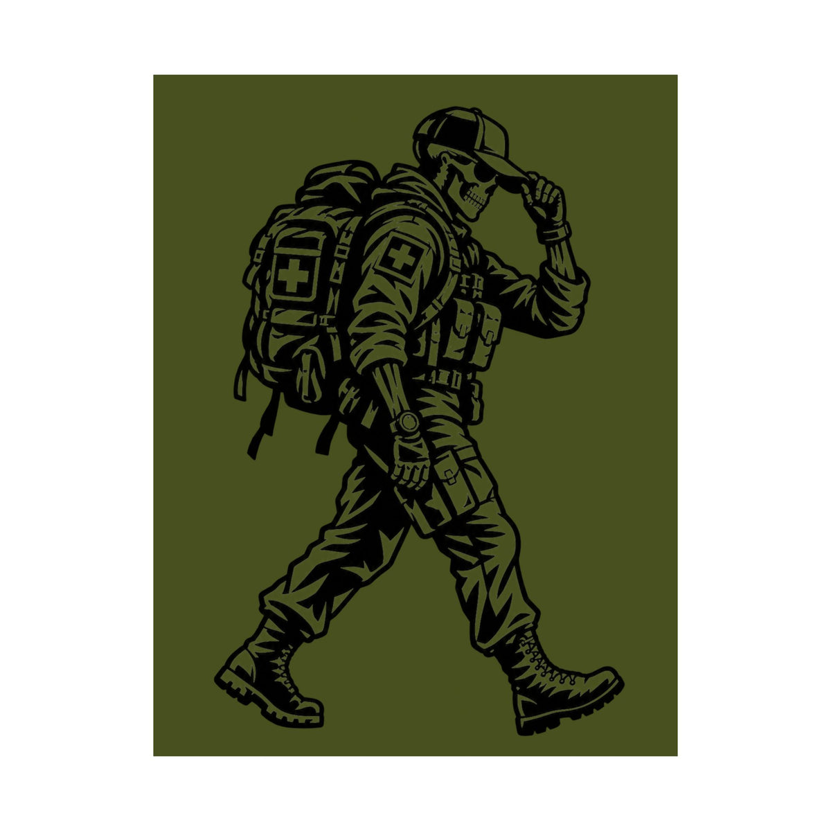 Walking Medic Poster — Tactical Soldier Wall Art (Matte Vertical)