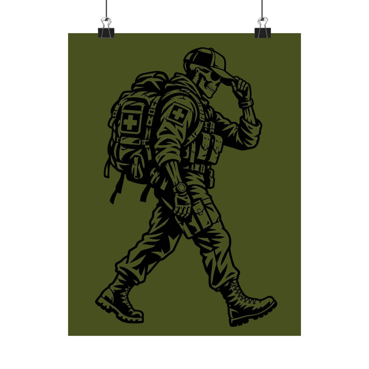 Walking Medic Poster — Tactical Soldier Wall Art (Matte Vertical)