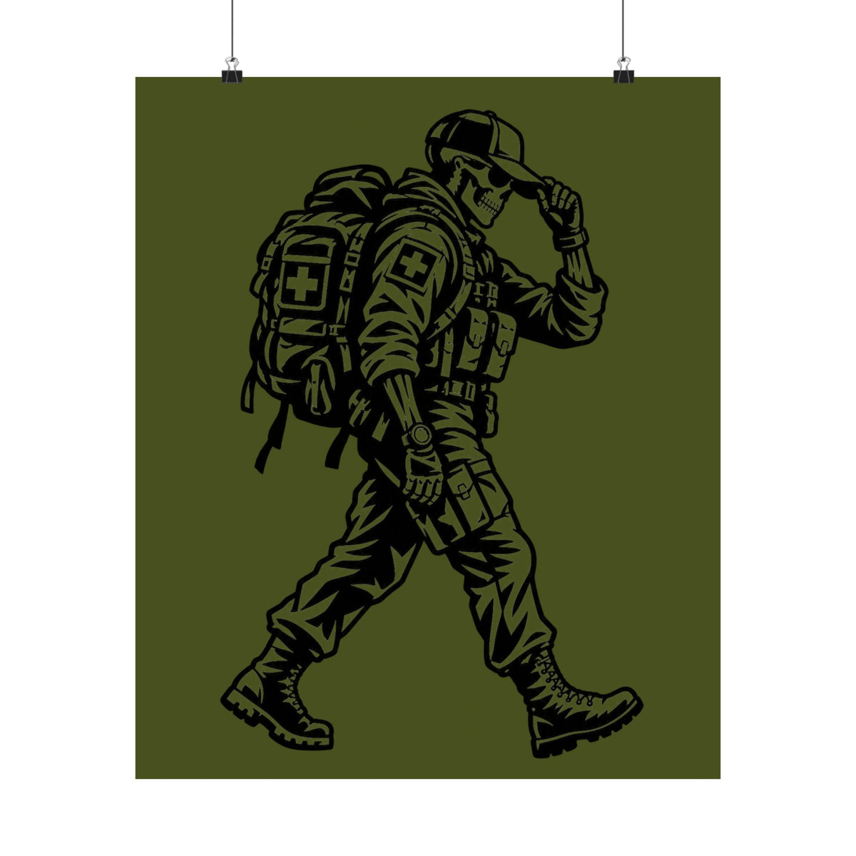 Walking Medic Poster — Tactical Soldier Wall Art (Matte Vertical)