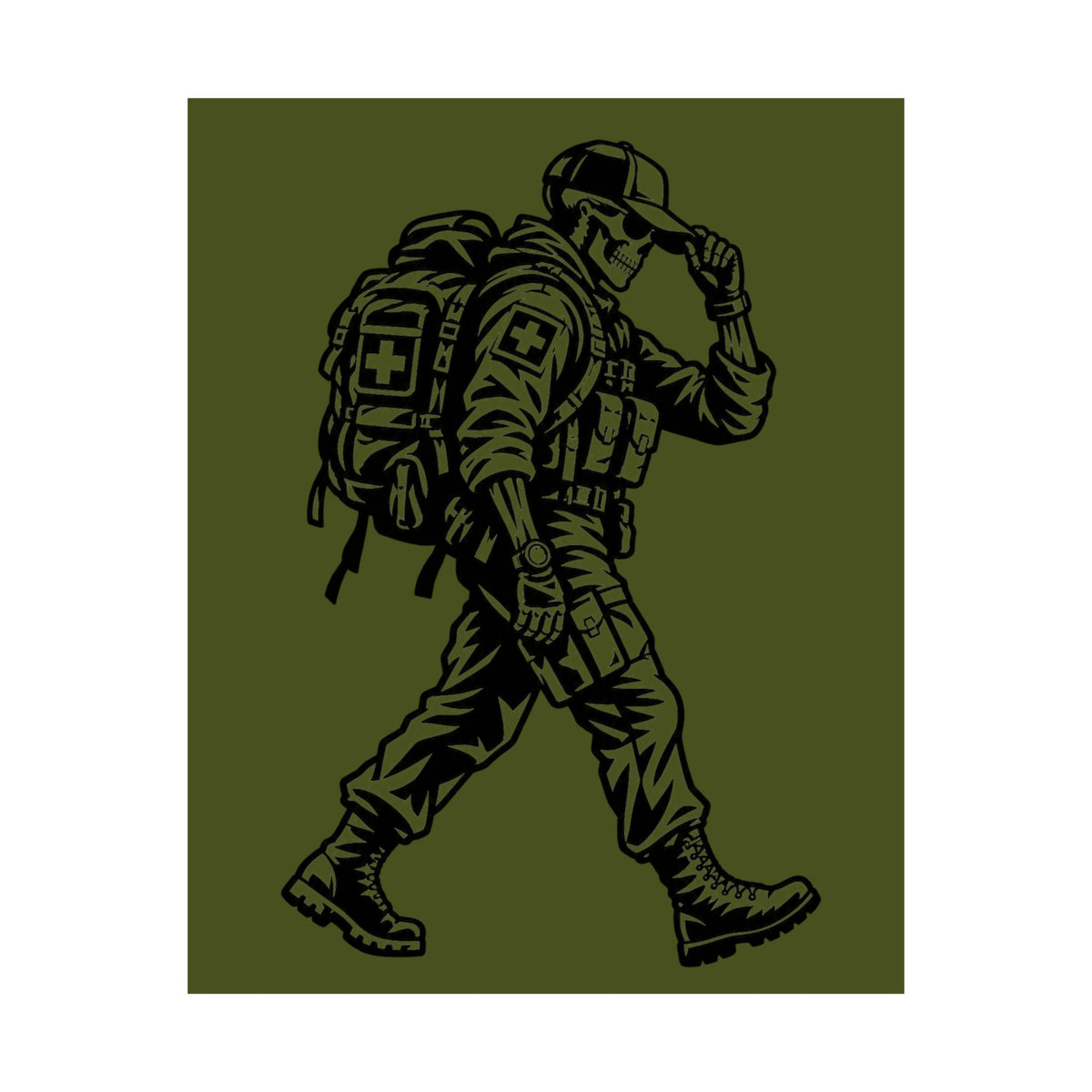 Walking Medic Poster — Tactical Soldier Wall Art (Matte Vertical)