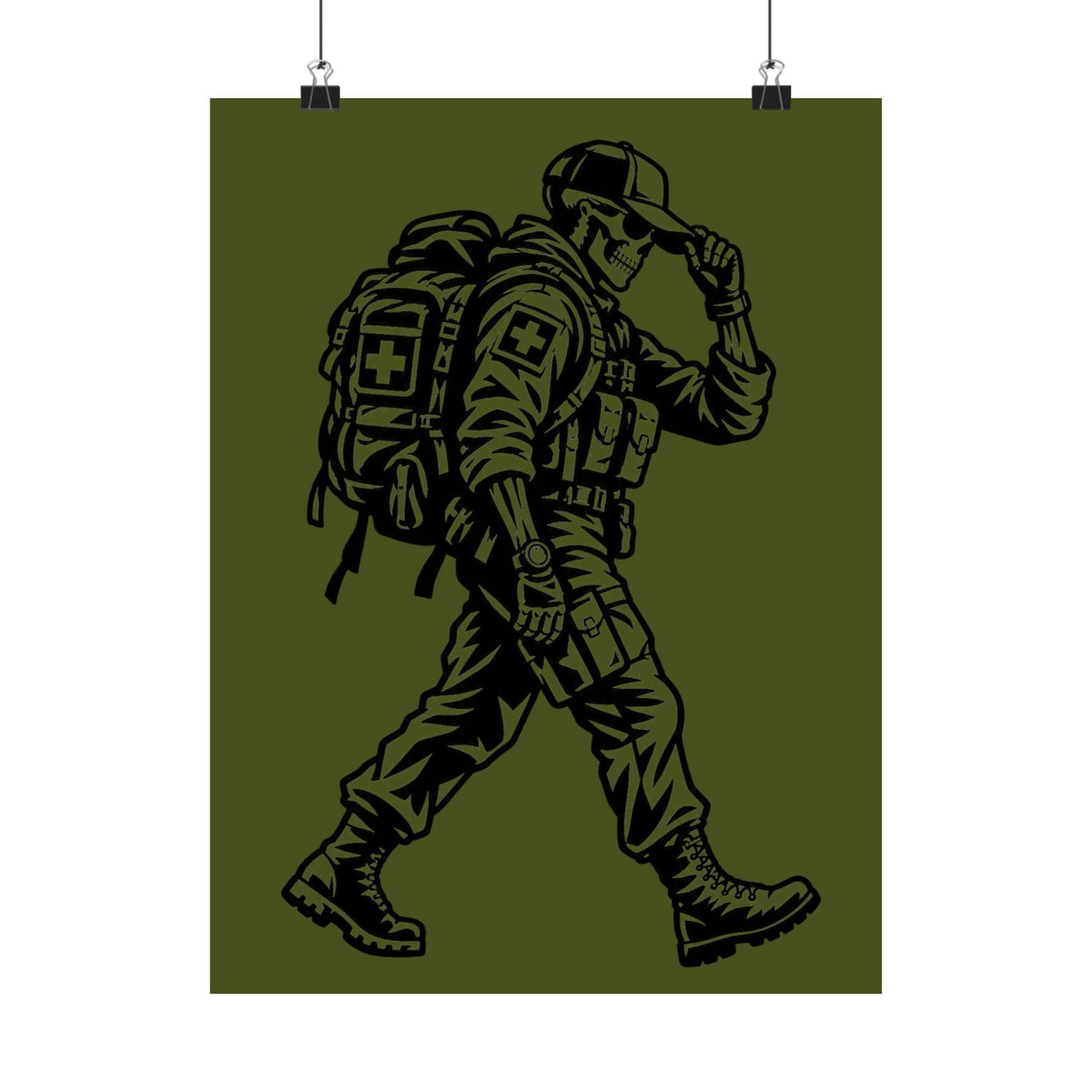 Walking Medic Poster — Tactical Soldier Wall Art (Matte Vertical)
